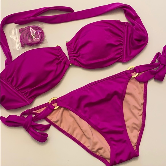 Victoria’s Secret Bikini Fuchsia w Gold Details - Picture 1 of 7